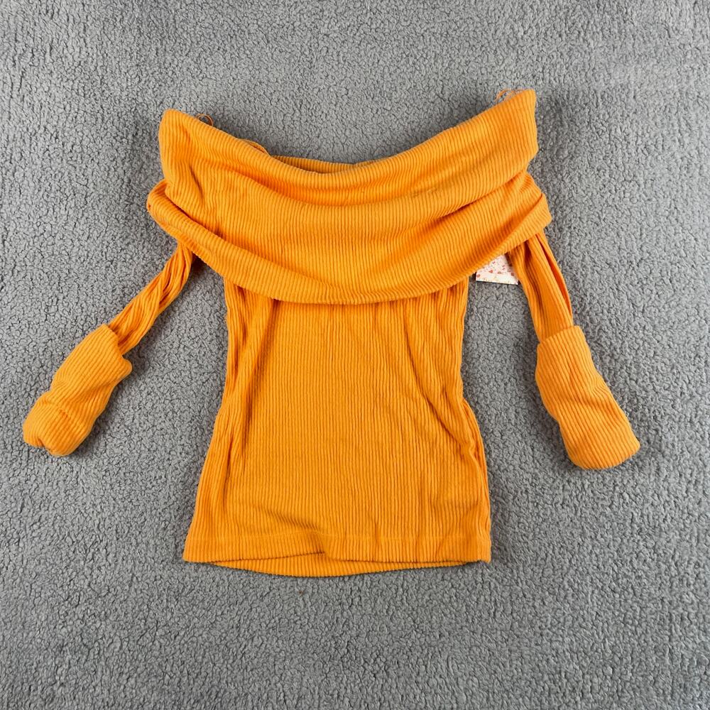 Free People Women's Small Tangerine Bright Orange Snowbunny Long Sleeve Top